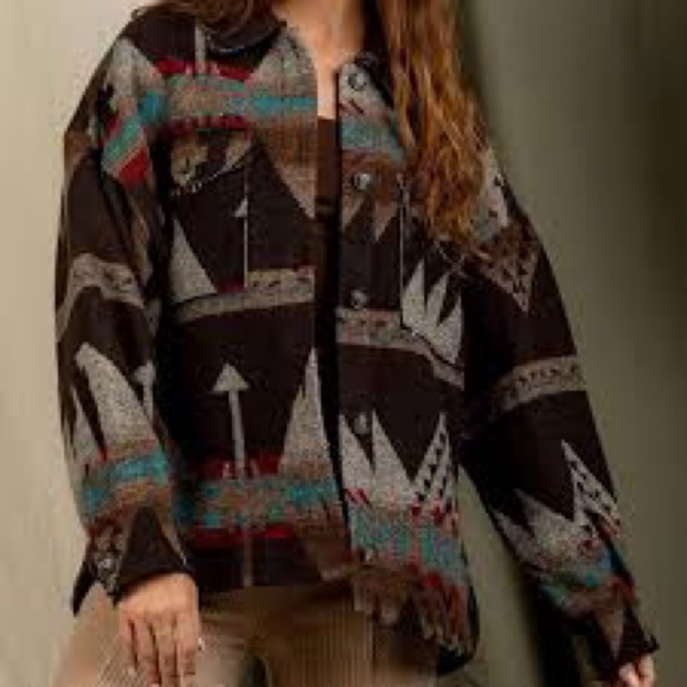 Aztec Print Blanket Jacket